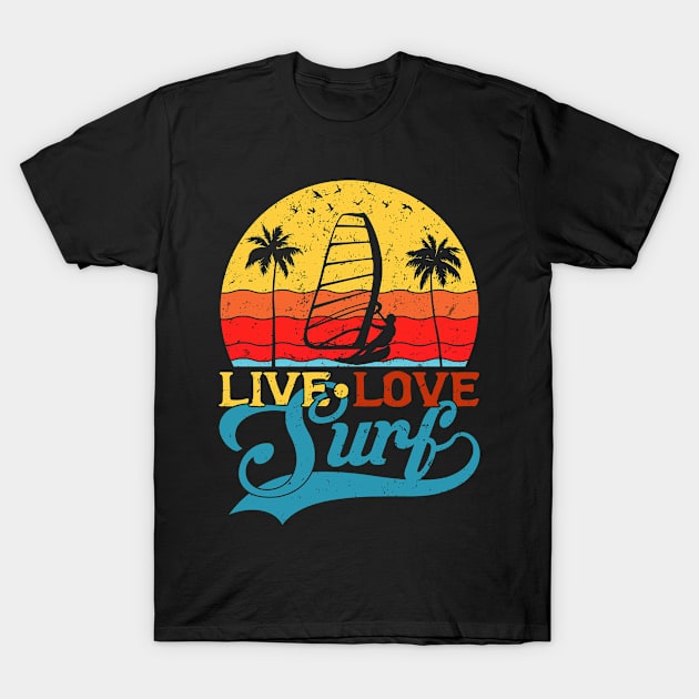 Cool Retro Live Love Surf T-Shirt by BamBam